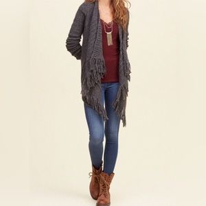 Hollister Open Front Fringe Cardigan Sweater - XS
